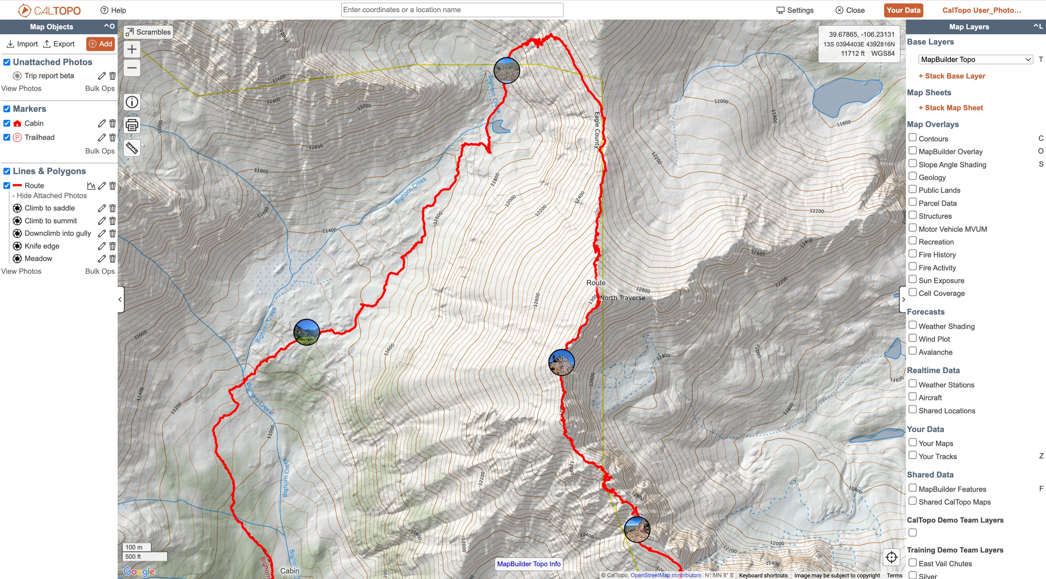 Photo Waypoints CalTopo Training - 1 Sample Map