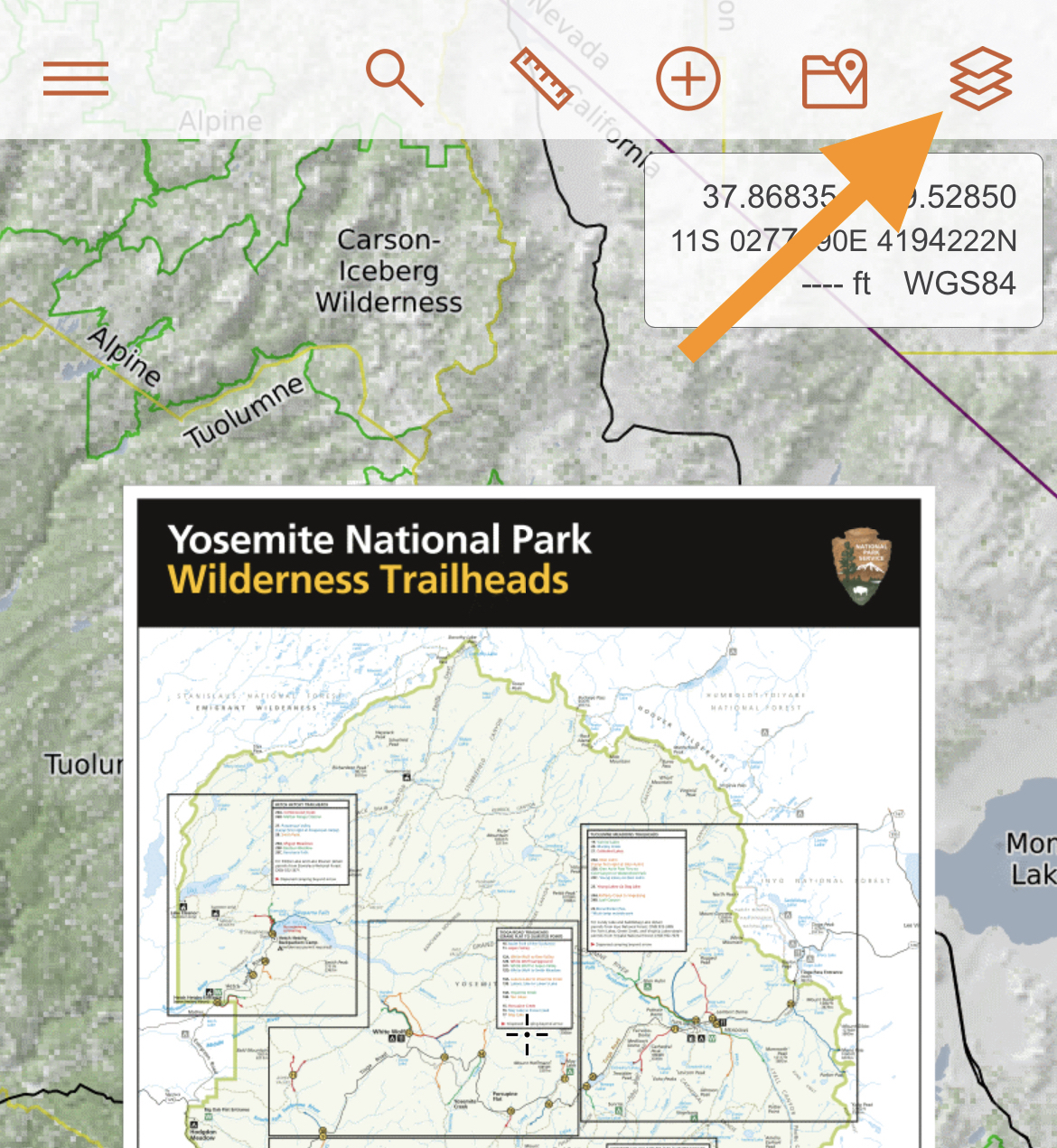 Map Sheets CalTopo Training - Layers Icon
