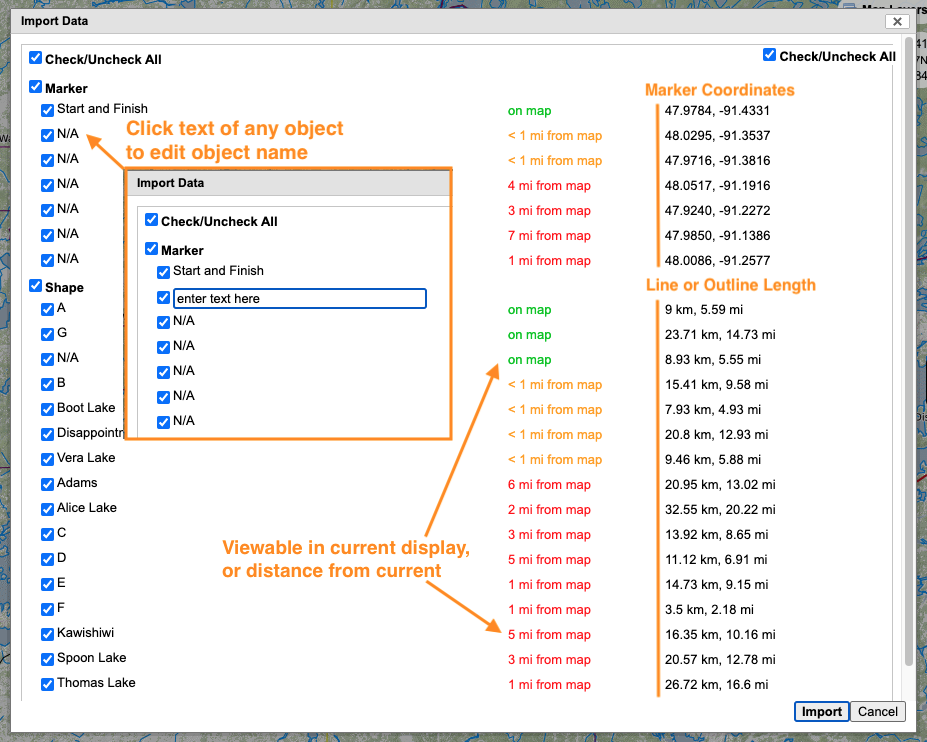 import dialog box with lots of items