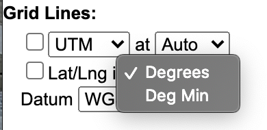 land and long grid print settings
